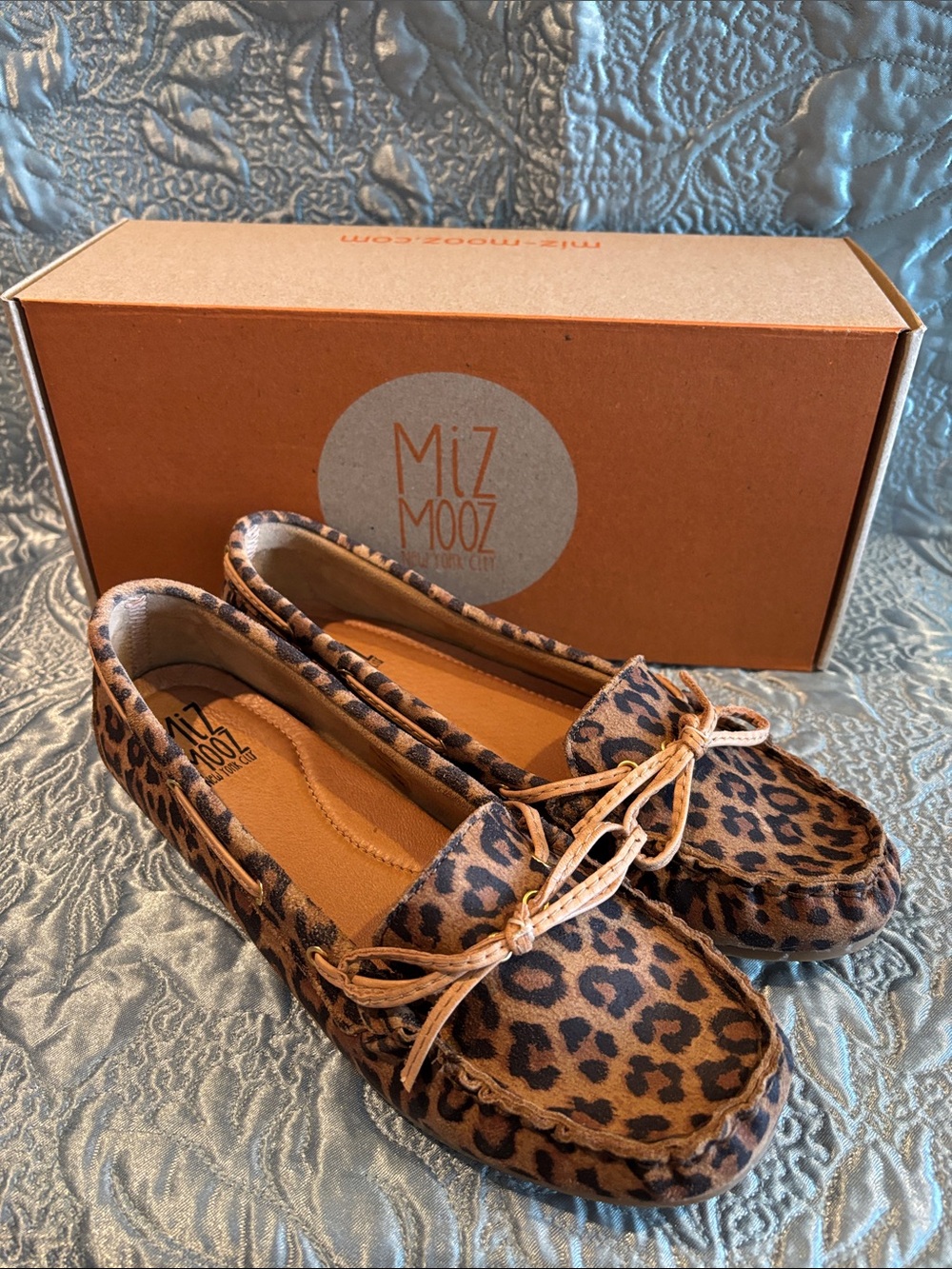 NEW Miz Mooz Leopard Print Moccasin Flats in Brown